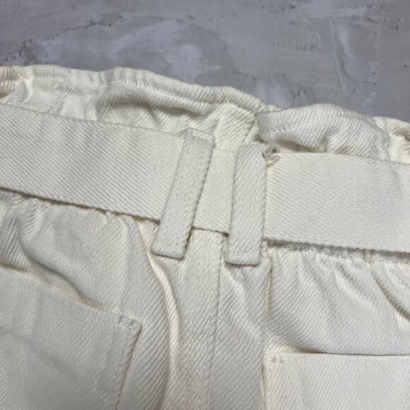 NWT BLANK NYC Twill Paperbag Shorts SIZE M Far Away White High Rise Belted NEW - Picture 10 of 13